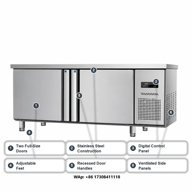 Commercial Kitchen Worktops - خزانة تبريد بسطح عمل من الفولاذ